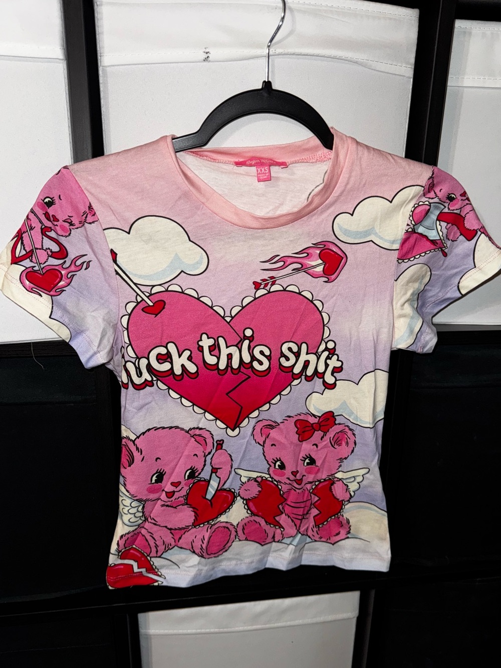 Sugar Thrills - Size XXS crop top - sick of love - girly pink cute funny